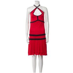 Diane von Furstenberg red halterneck midi length dress
